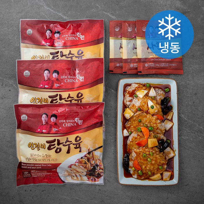 린찐 인절미 탕수육 300g x 3팩 + 사천 소스 120g x 3팩 (냉동), 1세트 대표 이미지 - 냉동 탕수육 추천