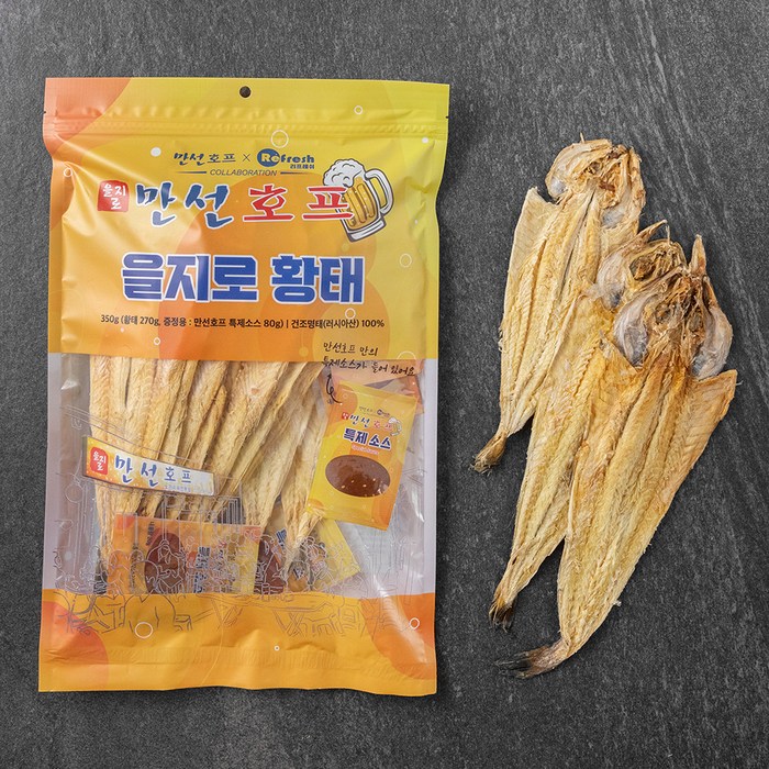 을지로만선호프 왕 황태 9미 270g + 만선특제소스 20g x 4p, 1세트 대표 이미지 - 황태채 추천