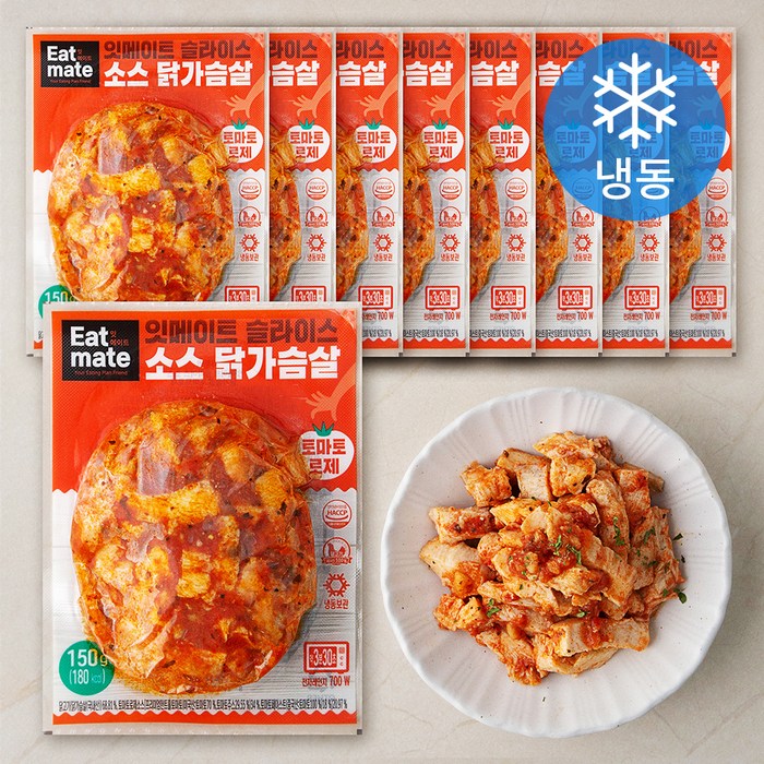 잇메이트 슬라이스 소스 닭가슴살 토마토로제 (냉동), 150g, 9팩 대표 이미지 - 닭가슴살 슬라이스 추천