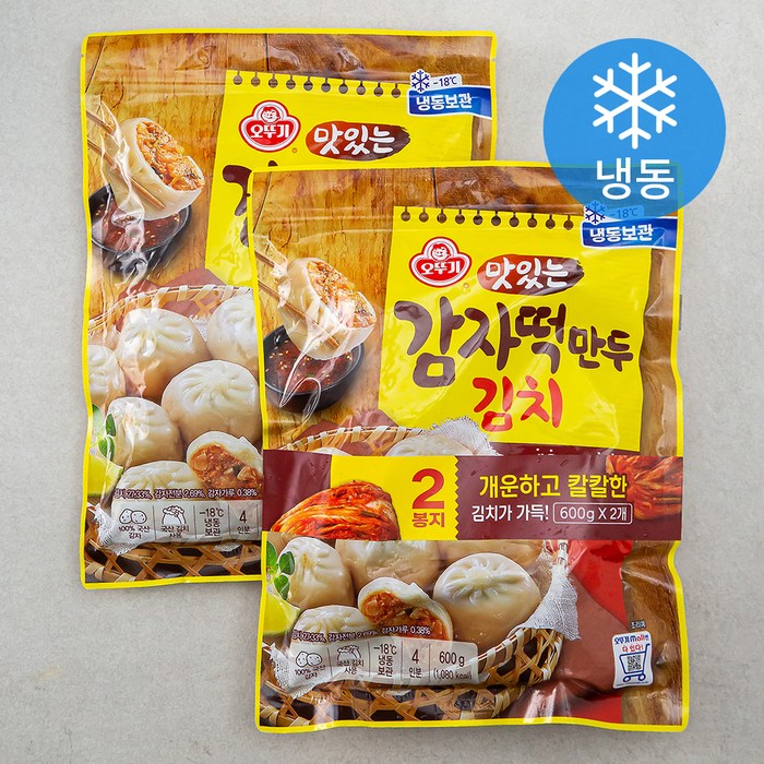 오뚜기 맛있는 감자떡 김치만두 (냉동), 600g, 2개 대표 이미지 - 감자만두 추천