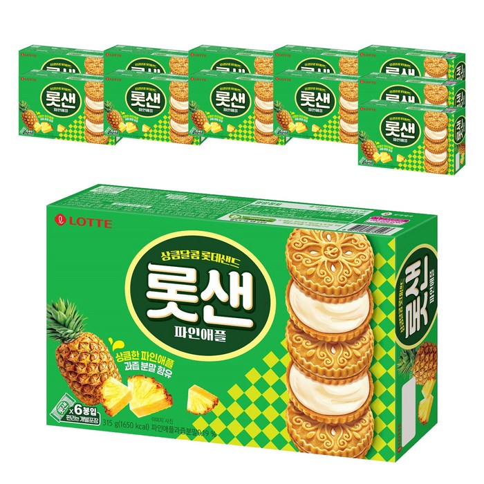 롯샌 파인애플 315g x 12p, 3780g, 1개 대표 이미지 - 업소용 과자 추천