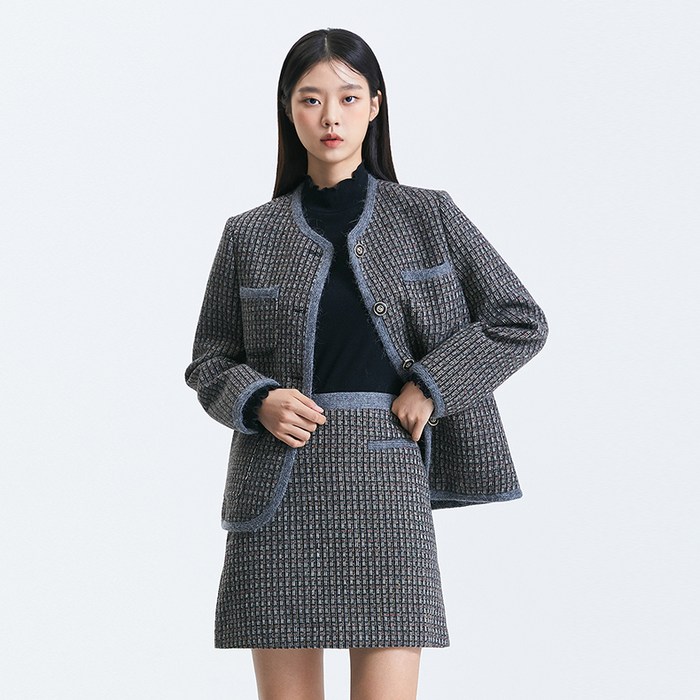 미쏘 여성용 R넥 트위드 자켓 대표 이미지 - 트위드 자켓 추천