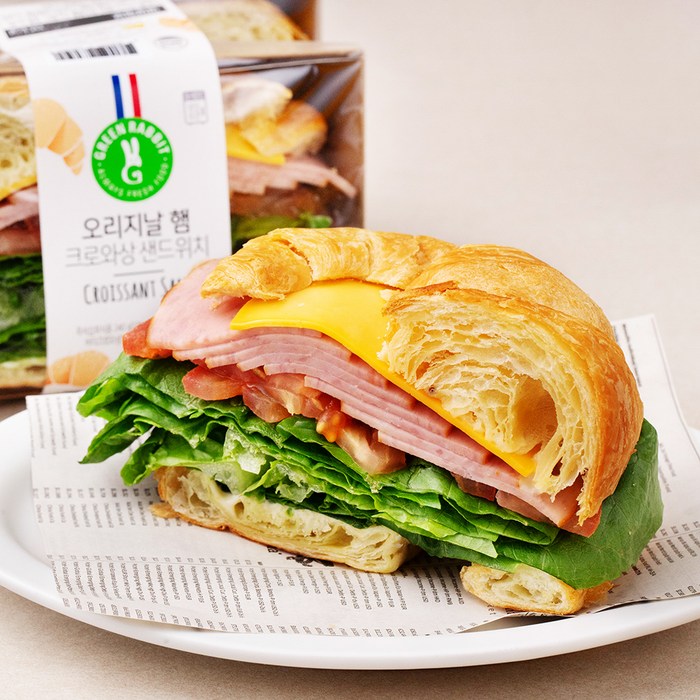 그린래빗 오리지날 햄 크로와상 샌드위치, 120g, 2개 대표 이미지 - 대만 샌드위치 추천