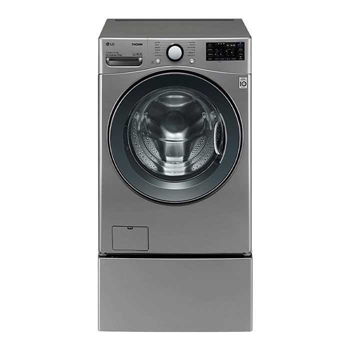 LG전자 트롬 트윈워시 드럼세탁기 모던 스테인리스 F21VDUX 21kg + 미니워시 모던 스테인리스 FX4VC 4kg 방문설치, F21VDUX(드럼세탁기), FX4VC(미니워시) 대표 이미지 - LG 트롬 추천