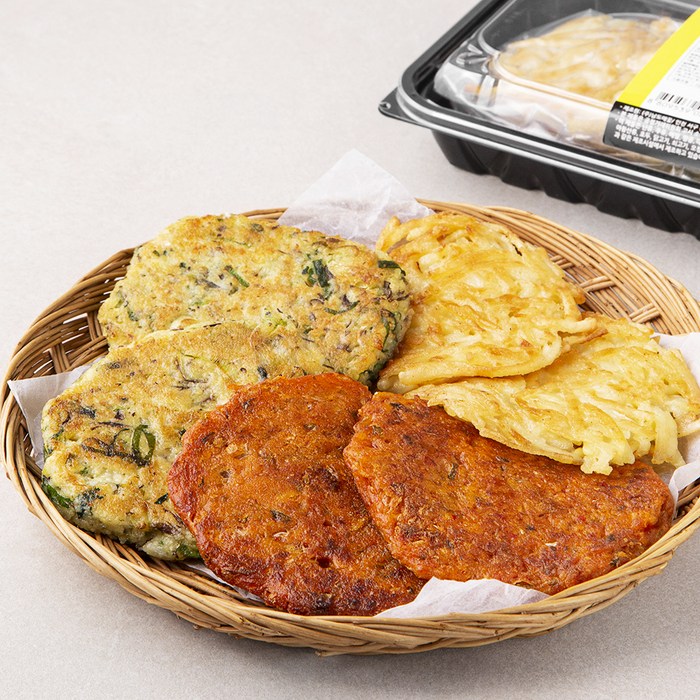 남도애꽃 바삭한 수제 부침개 김치전 200g + 녹두전 200g + 감자채전 200g, 1세트 대표 이미지 - 녹두전 추천