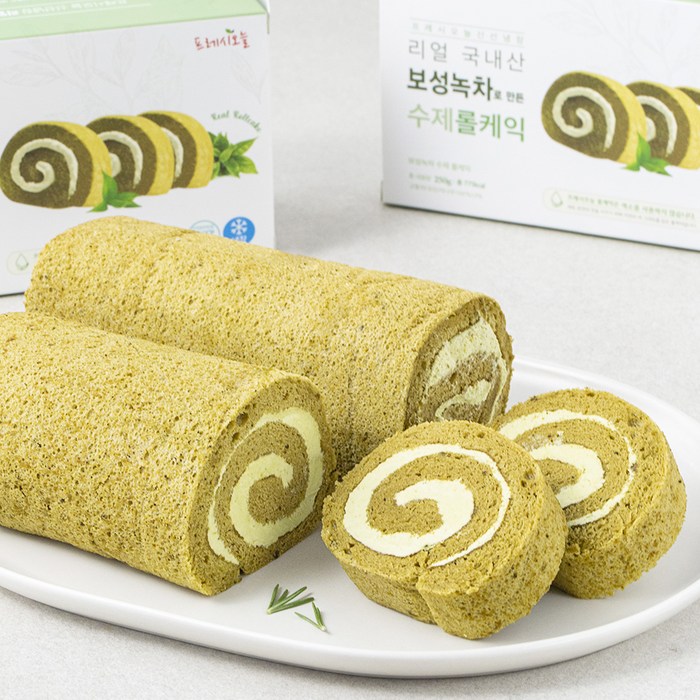 프레시오늘 신선냉장 리얼 보성녹차로 만든 수제 롤케익, 250g, 2개 대표 이미지 - 말차 케이크 추천