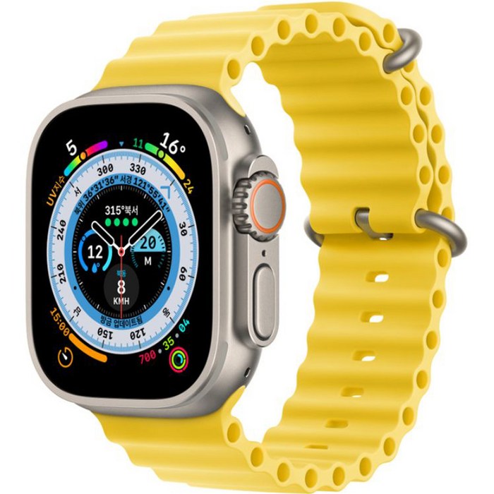 Apple 애플워치 Ultra 오션 밴드 49mm GPS+Cellular 티타늄 케이스, 옐로 Regular 대표 이미지 - 애플워치 울트라 추천