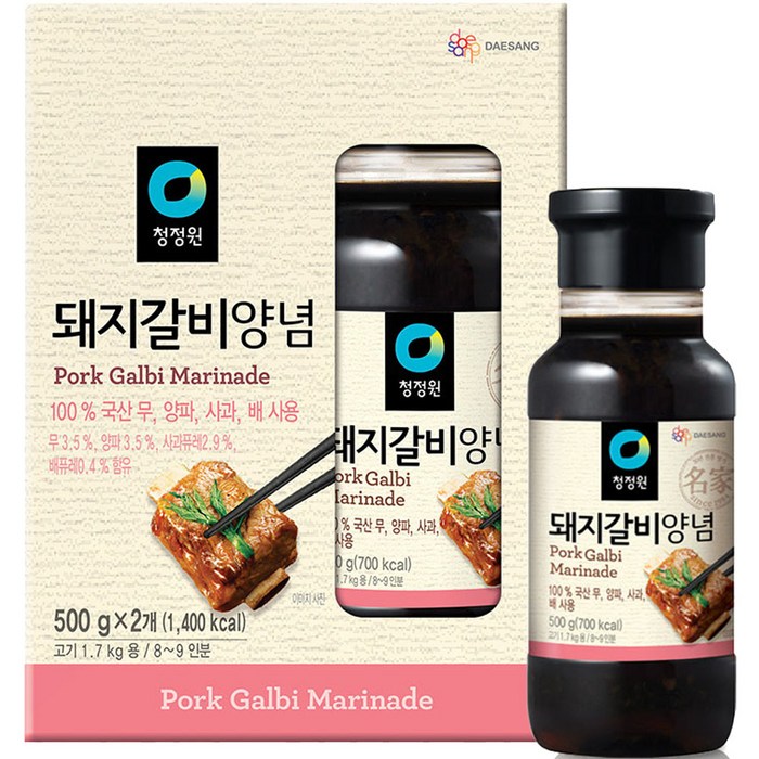 대상 청정원 돼지갈비 양념 2p, 1개, 1000g 대표 이미지 - 매운 양념 추천