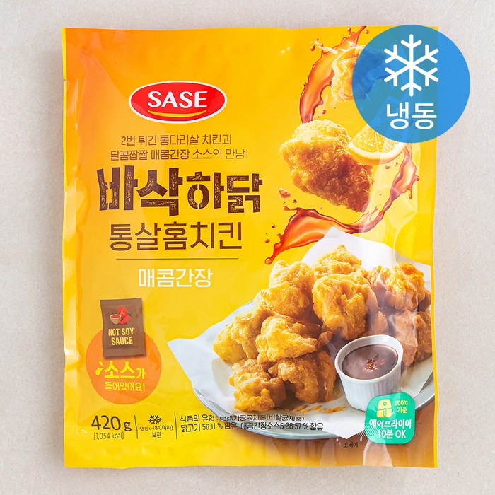 사세 바삭하닭 통살홈치킨 매콤간장 (냉동), 420g, 1개 대표 이미지 - 양념치킨 추천