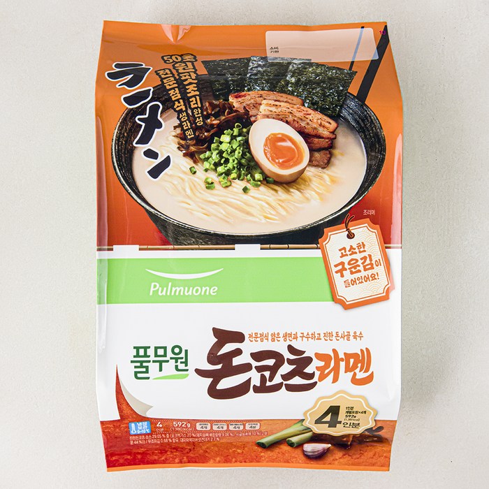 풀무원 돈코츠라멘 4인분, 592g, 1개 대표 이미지 - 차슈 추천