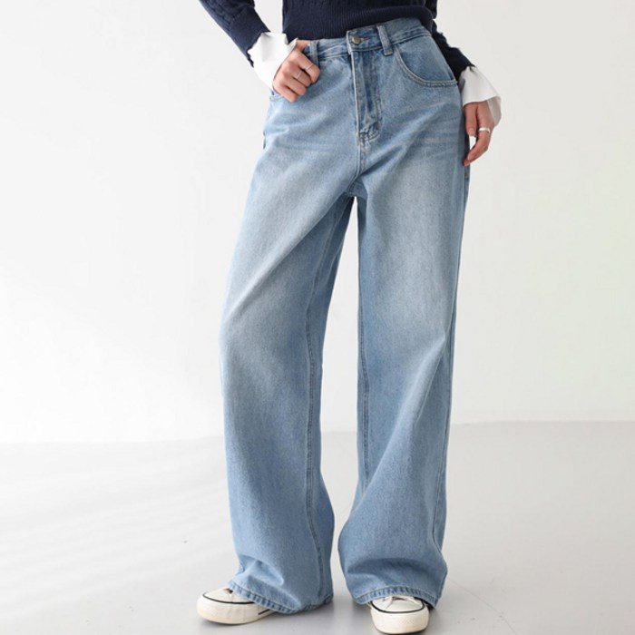 피핀 여성용 기본롱 기장 사이드 절개 더블 포켓 진 711103