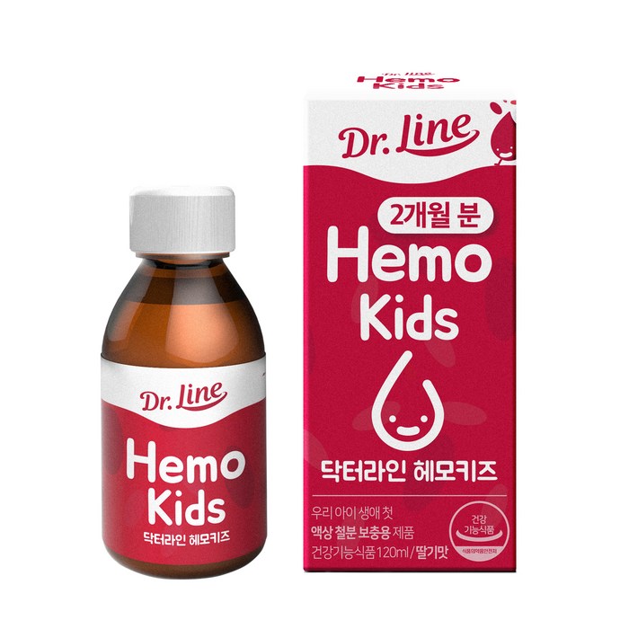 닥터라인 헤모키즈 맛있는 딸기맛 유아철분제, 120ml, 1개 대표 이미지 - 함소아 비타민 추천