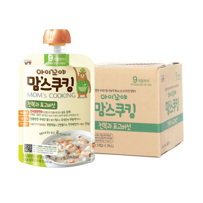 아이꼬야 맘스쿠킹 이유식 100g 9개월부터, 10개, 전복 + 표고버섯 혼합맛 대표 이미지 - 짱죽 이유식 추천