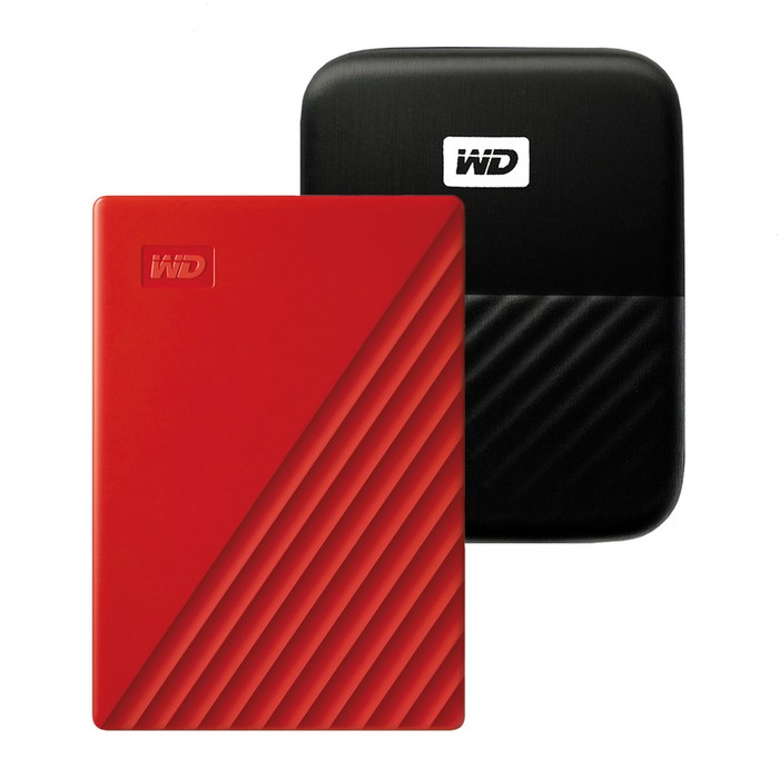 WD My Passport 휴대용 외장하드 + 파우치, 2TB, 레드 대표 이미지 - 외장하드 2테라 추천