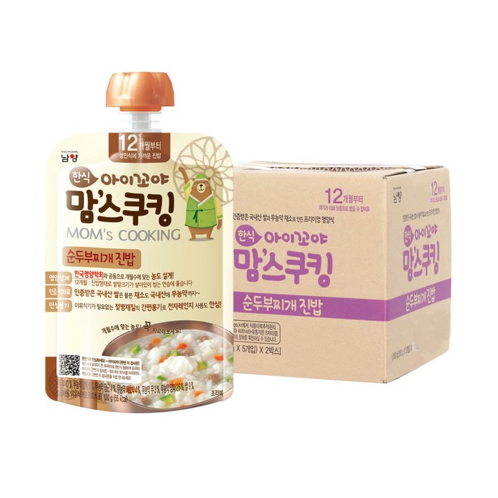 아이꼬야 맘스쿠킹 이유식 100g 12개월부터, 10개, 순두부찌개 진밥 대표 이미지 - 짱죽 이유식 추천