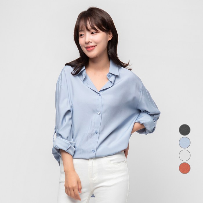 캐럿 여성용 찰랑 롤업 셔츠 블라우스 대표 이미지 - 롤업 셔츠 추천