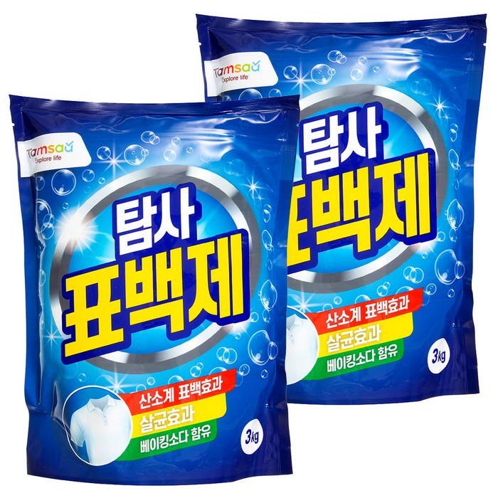 탐사 표백제 3kg 2팩, 2개 대표 이미지 - 산소계 표백제 추천