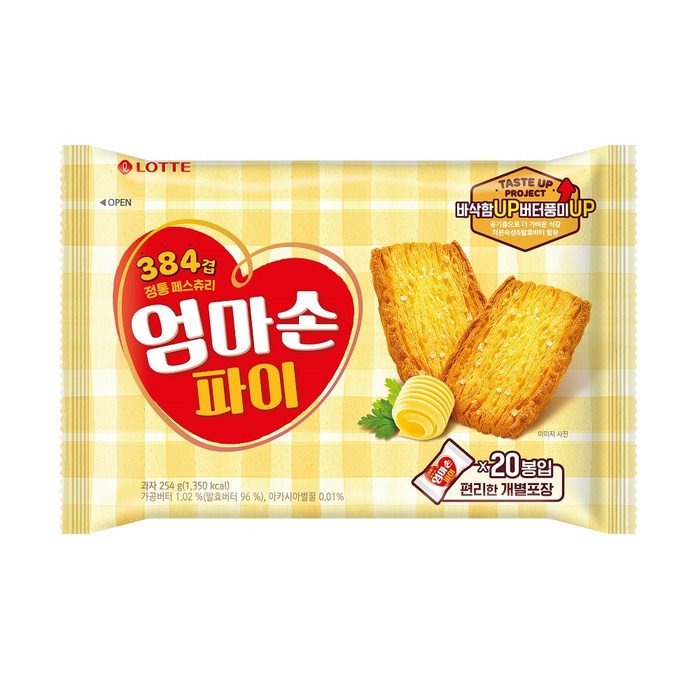 롯데제과 엄마손 파이, 254g, 1개 대표 이미지 - 사무실 과자 추천