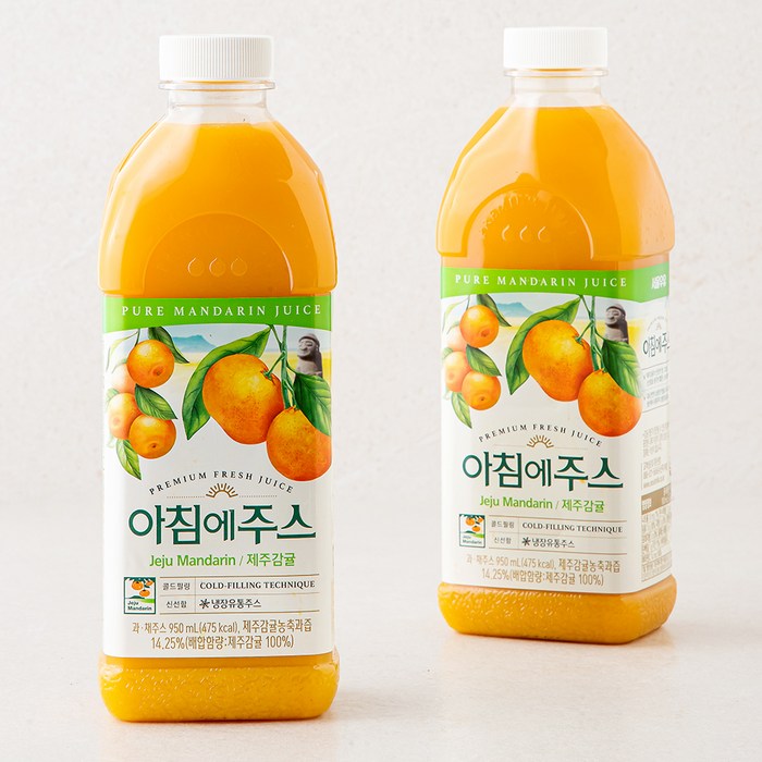 서울우유 아침에주스 감귤, 950ml, 2개 대표 이미지 - 과채주스 추천