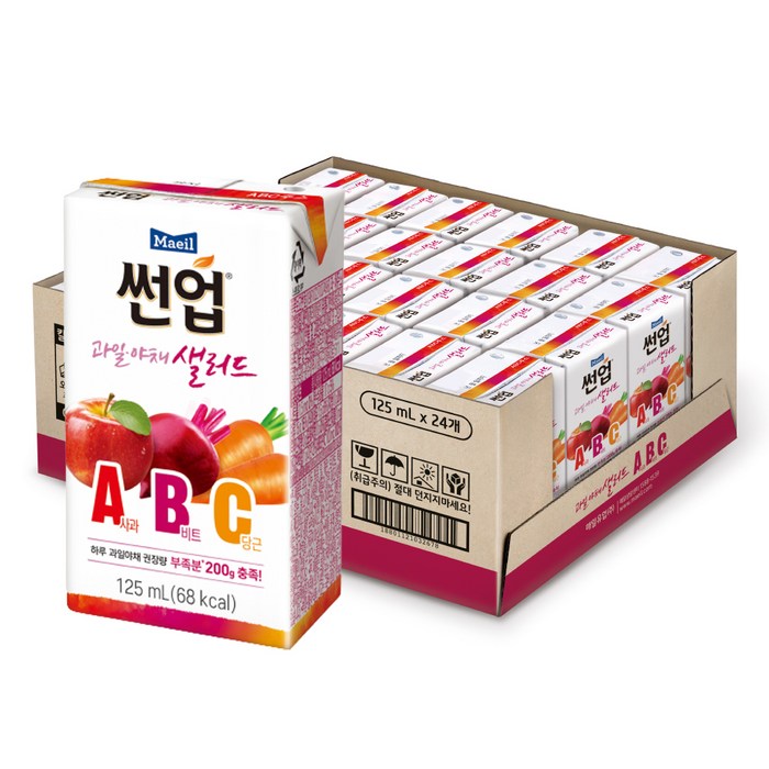 매일유업 썬업 과일야채 샐러드 ABC 주스, 125ml, 24개 대표 이미지 - 야채주스 추천