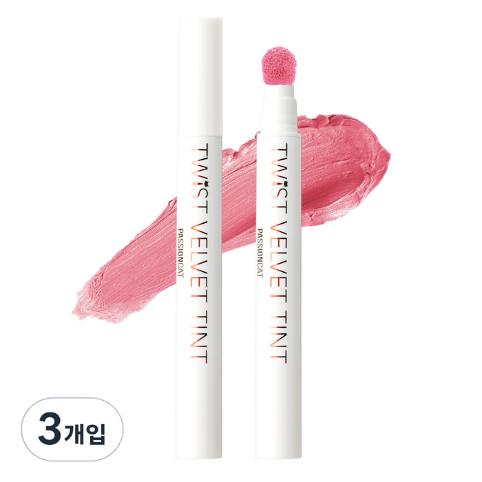 패션캣 트위스트 벨벳틴트 3.5g, 11호 핑크블로썸, 3개입 대표 이미지 - 지속력 좋은 틴트 추천