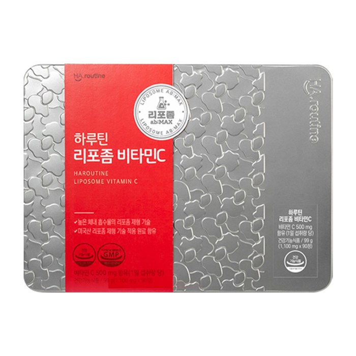 하루틴 리포좀 비타민C 1100mg x 90정 3개월 틴케이스 단품, 1개 대표 이미지 - 리포좀 비타민C 추천