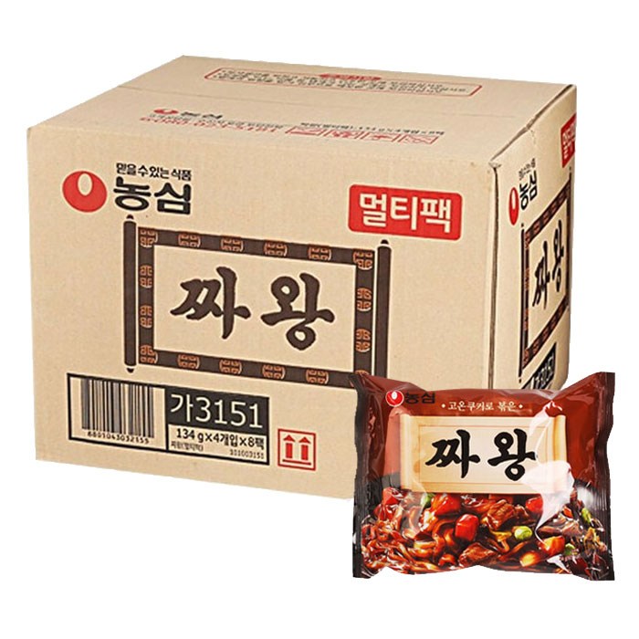 농심 짜왕 4개입, 134g, 8개 대표 이미지 - 문재앙 짜장면 추천