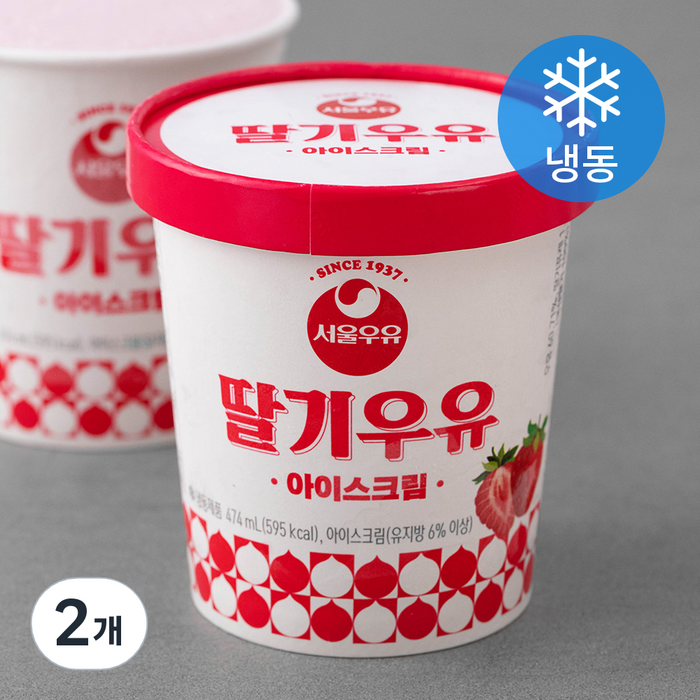 서울우유 레트로 딸기우유 아이스크림 (냉동), 474ml, 2개 대표 이미지 - 딸기 아이스크림 추천