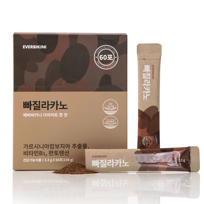 에버비키니 가르시니아 빠질라카노 커피맛, 3.3g, 60개입 대표 이미지 - 다이어트 아메리카노 추천
