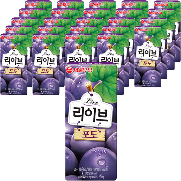 서울우유 리이브 포도 주스, 190ml, 24개 대표 이미지 - 포도주스 추천