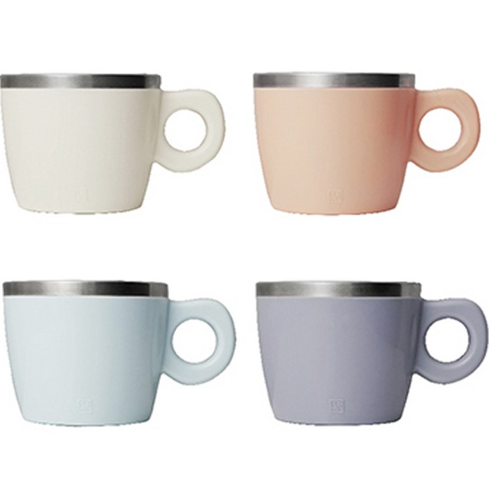JVR 밀키 스텐 머그 220ml x 4종 세트, 화이트, 핑크, 블루, 퍼플, 1세트 대표 이미지 - 뚜껑있는 머그컵 추천