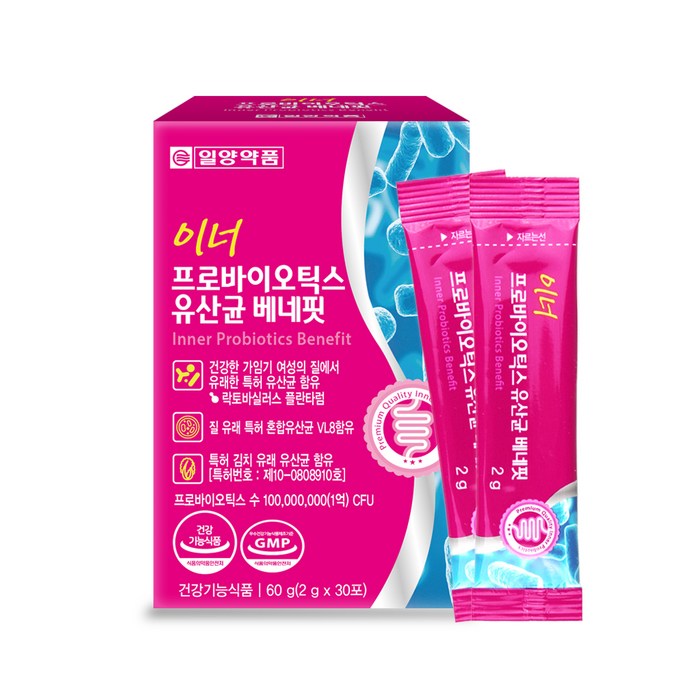 일양약품 이너 프로바이오틱스 유산균 베네핏 30p, 60g, 1개 대표 이미지 - 여자 영양제 추천