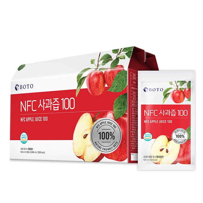 보뚜 NFC 사과즙 100, 100ml, 30개입 대표 이미지 - 사과즙 추천