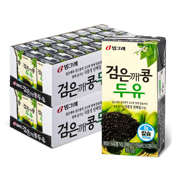 빙그레 검은깨콩 두유, 190ml, 48개입 대표 이미지 - 고소한 검은콩 두유 추천