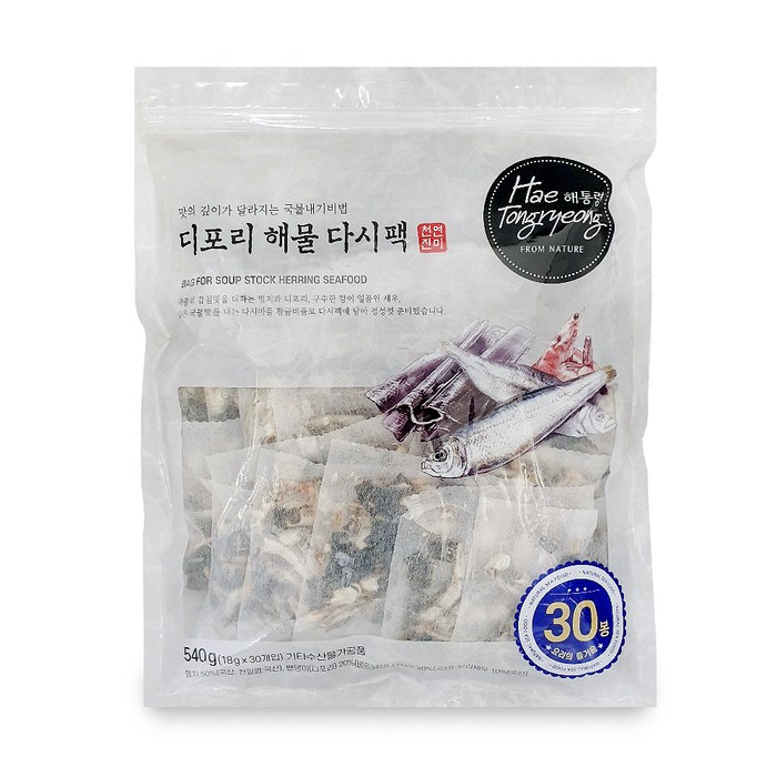 해통령 디포리 해물다시팩, 18g, 30개 대표 이미지 - 멸치 국물 추천