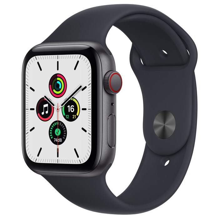 Apple 애플워치 SE, 44mm, GPS+Cellular, 알루미늄, 스페이스 그레이 / 미드나이트 스포츠 밴드 대표 이미지 - 애플워치 SE 색깔 추천