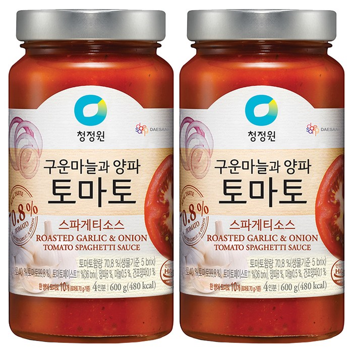 청정원 토마토 스파게티 소스, 600g, 2개 대표 이미지 - 토마토 파스타 추천