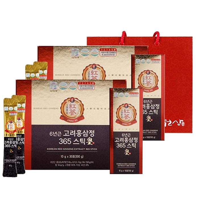 6년근 고려홍삼정 365 스틱 황, 300g, 2세트 대표 이미지 - 짜먹는 홍삼 추천