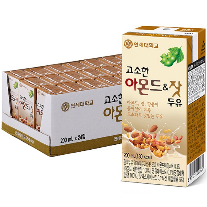 연세두유 아몬드 앤 잣 두유, 200ml, 96개 대표 이미지 - 연세대 추천