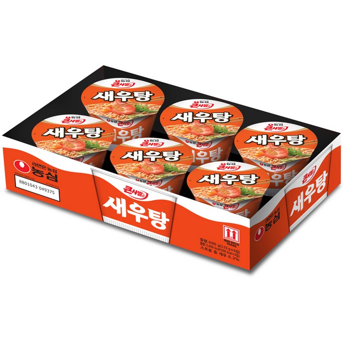 농심 새우탕큰사발 115g, 6개 대표 이미지 - 농심 컵라면 추천