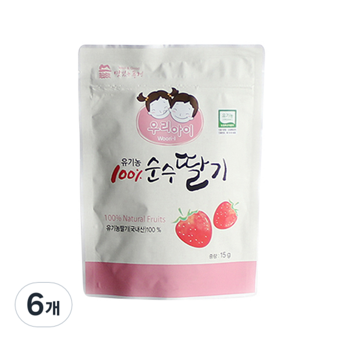 맛있는풍경 유기농 100% 순수딸기 15g, 6개 대표 이미지 - 건조 딸기 추천