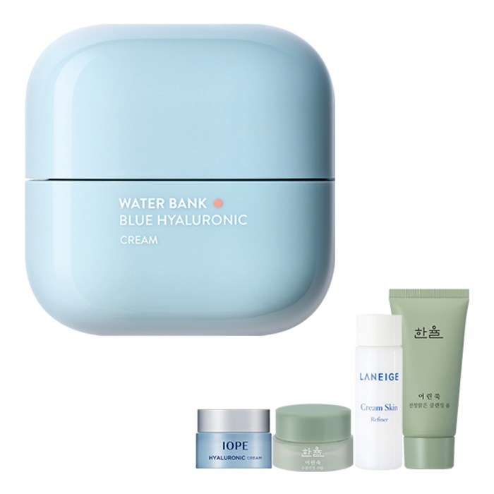라네즈 워터뱅크 블루 히알루로닉 크림 중건성용 50ml + 아모레퍼시픽 4종 세트, 1세트 대표 이미지 - 라네즈 크림스킨 추천