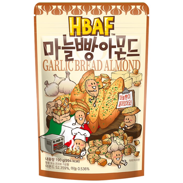 바프 마늘빵 아몬드, 190g, 1개 대표 이미지 - 바프 식단 추천