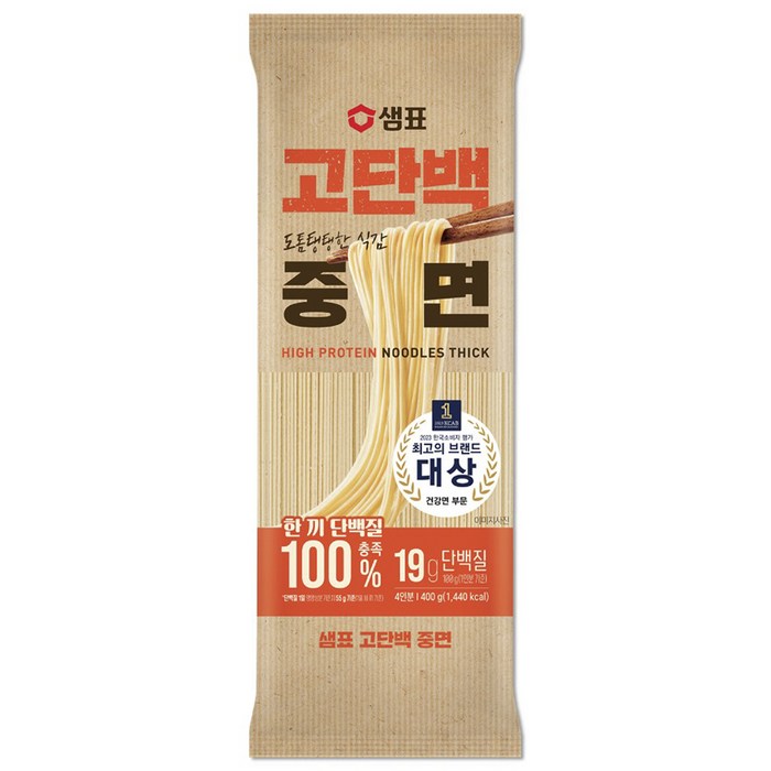 샘표 고단백 중면, 400g, 1개 대표 이미지 - 고단백 식품 추천