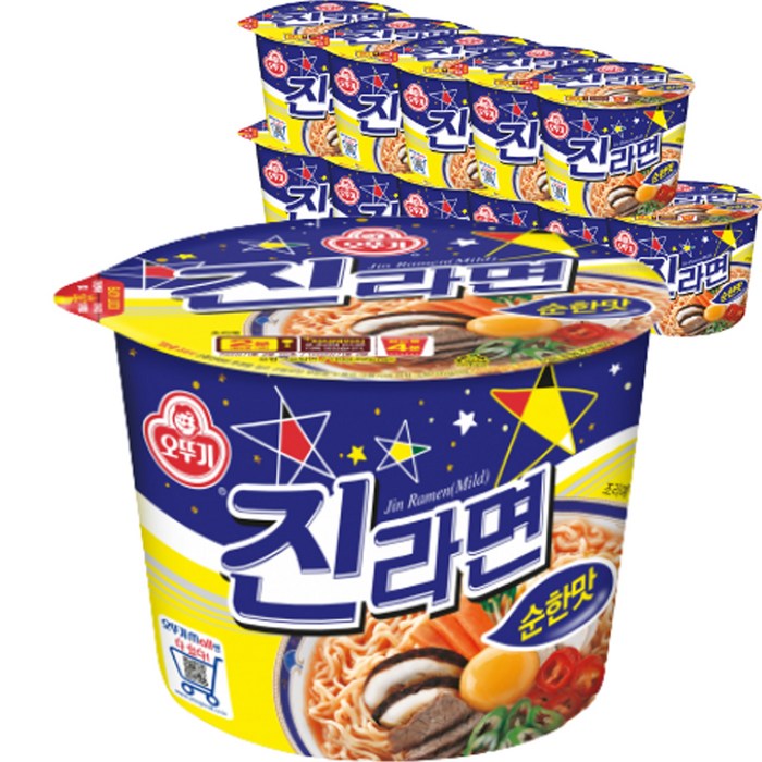 오뚜기 진라면 순한맛 큰컵 110g, 12개 대표 이미지 - 오뚜기 컵라면 추천