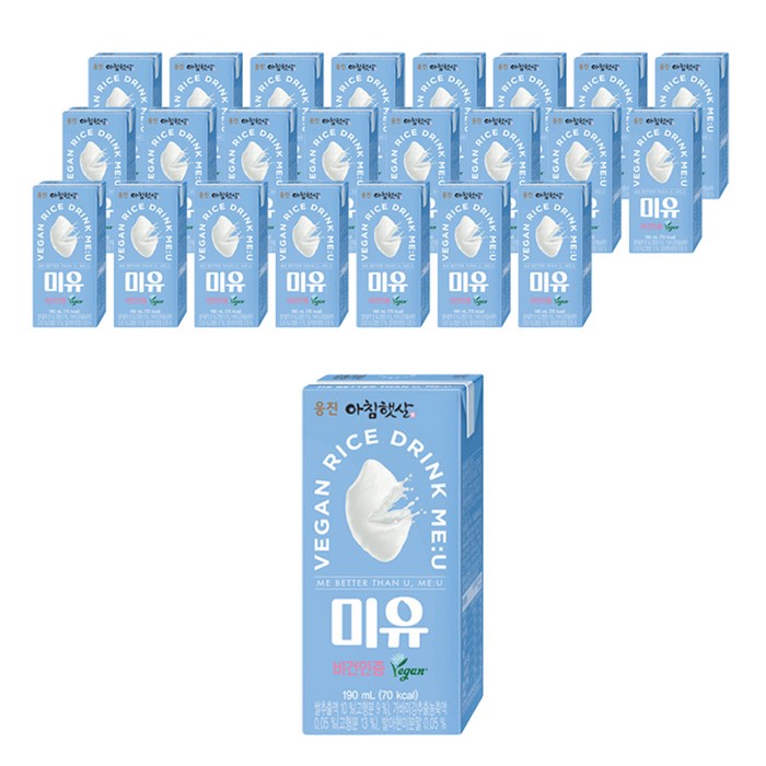 아침햇살 미유 식물성 비건 쌀음료, 190ml, 24개 대표 이미지 - 비건푸드 추천