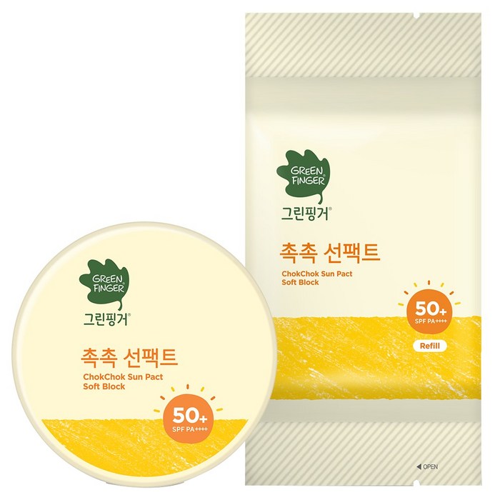 그린핑거 촉촉 선팩트 SPF50+ PA++++ 16g + 리필 16g, 1세트 대표 이미지 - 선크림 SPF50+ 추천