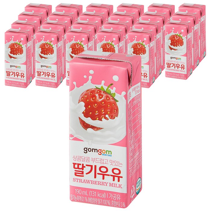 곰곰 멸균 딸기 우유, 190ml, 24개 대표 이미지 - 딸기맛 음료 추천