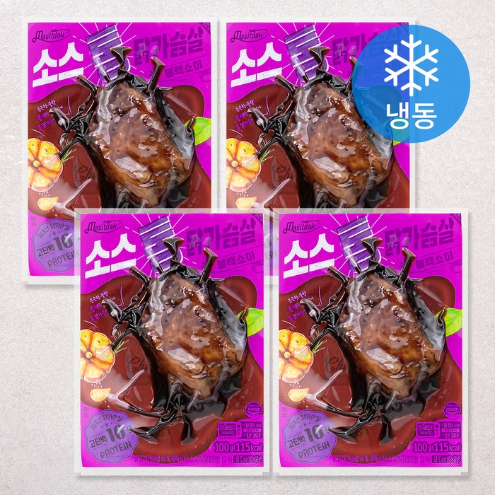 맛있닭 소스 통 닭가슴살 블랙소이 (냉동), 100g, 4팩 대표 이미지 - 소스 닭가슴살 추천
