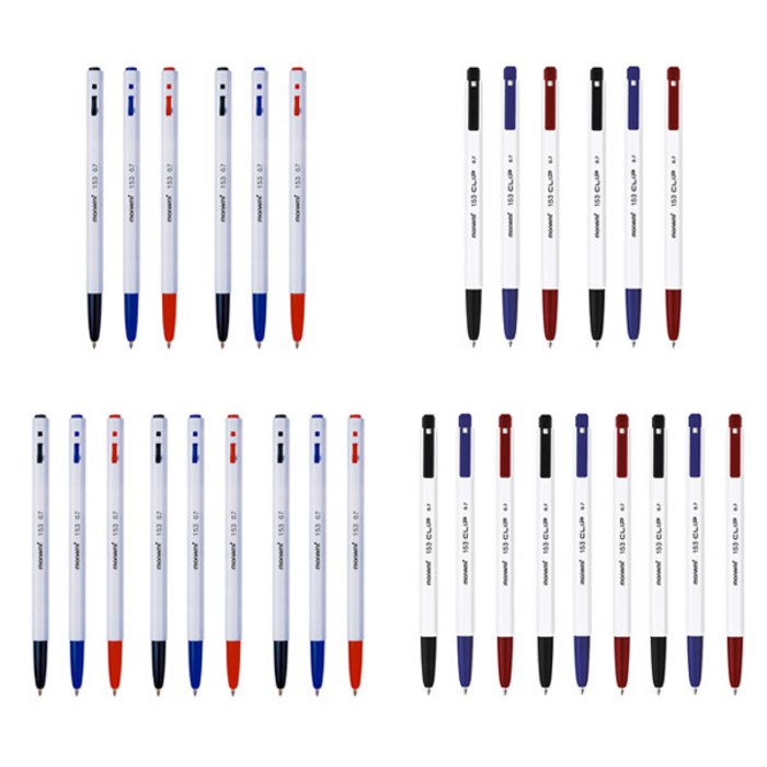 모나미 153 볼펜 0.7mm 3종 x 5p + 153 CLIP 펜 0.7mm 3종 x 5p, 흑색 , 청색 , 적색, 1세트 대표 이미지 - 모나미 추천